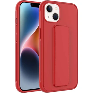 Kzy Apple iPhone 14 Plus Kapak Standlı El Tutacaklı Silikon Kılıf - Kırmızı
