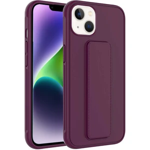 Kzy Apple iPhone 14  Kapak Standlı El Tutacaklı Silikon Kılıf - Mürdüm