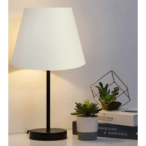 Black Tekli Abajur Metal Masa Lambası Beyaz