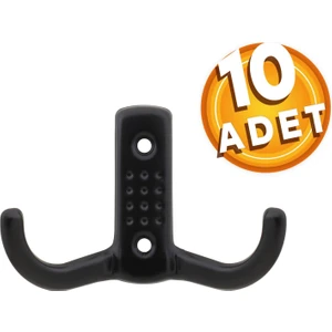 Askı Noktalı Elbise Vestiyer Duvar Askısı Dolap Elbise Askılığı Mat Siyah Metal Askı 10 Adet