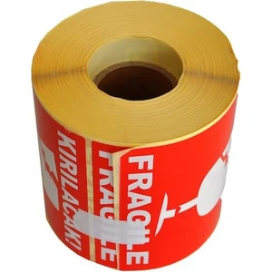 Dikkat Kırılır ETIKETI-100MM*100MM-500 Adet Sarımlı-5 Rulo