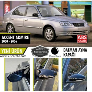 ŞüsCarOto Aksesuar Hyundai Accent Admire 2000-2006 Batman Yarasa Ayna Kapağı Piano Black Abs Plastik