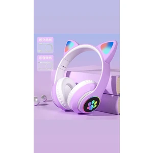 EHZ Teknoloji Kedi Kulaklık LED Işıklı Aux Girişli Bluetooth Mikrofonlu Hafıza Kartı Girişli Kulaklık