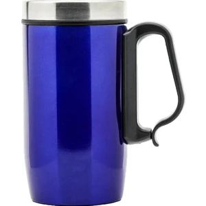 Çift Katman Kauçuk Taban 250ML Mavi Kulplu Paslanmaz Çelik Küçük Termos Bardak Mug Kupa Çay Kahve Termosu