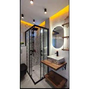 Toprak Dekor 70*40 Günışığı Ledli Kenarları Oval Ayna Banyo Aynası