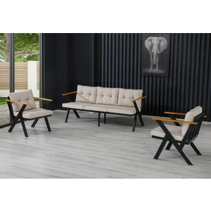 3+1+1 Zeta Bahçe Takımı, Balkon, Bahçe, Cafe Mobilyası, Pofuduk Metal Çay Seti