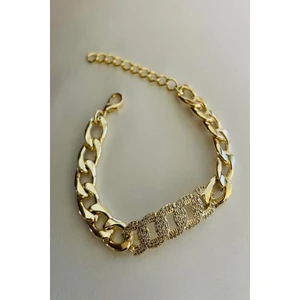 Kadın Bileklik Özel Kaplama Birleşik Zincir Detay Taşlı Zincir Ayarlanabilir Kadın Bileklik