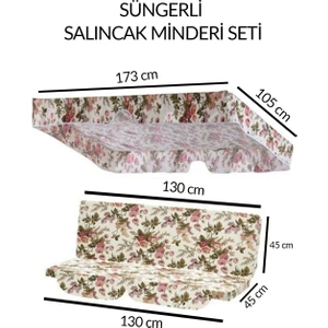 Mor Minder Salıncak Minder Seti Tenteli Ingiliz Gülü Salıncak Minder Seti 2 Kişilik Süngerli   Ingiliz Gülü Modeli