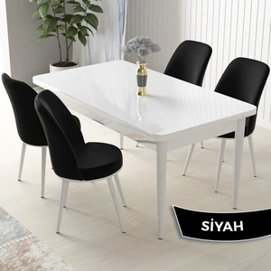 Concept Nil Serisi, Beyaz Masa 70X110  Sabit Yemek Masası Takımı, 4 Sandalye