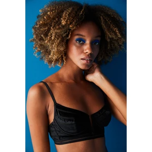 Siyah Balenli Kadife Sütyen