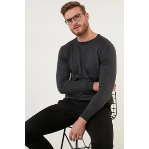 Yünlü Slim Fit Bisiklet Yaka Triko Kazak Erkek Kazak 518BISIKLET