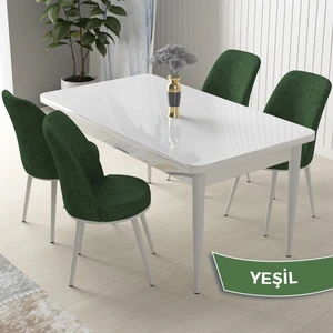 Concept Nil Serisi  Beyaz Masa 70 x 110 cm  Sabit Yemek Masası Takımı  4 Sandalye