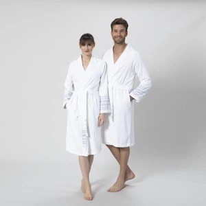 Derin Unisex Bornoz Beyaz / Marin Mavi