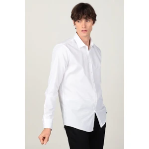 Modern Slim Fit Dar Kesim Armürlü Erkek Gömlek