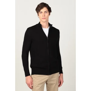 Slim Fit Dar Kesim Kendinden Desenli Erkek Hırka