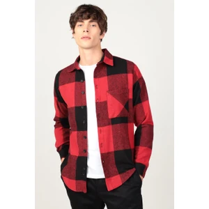 Slım Fıt Kışlık Oduncu Dama Desen Tek Cepli Erkek Gömlek