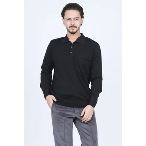 Ateş Triko Erkek Polo Yaka Cep Detaylı Yün Kazak 6091023 Siyah