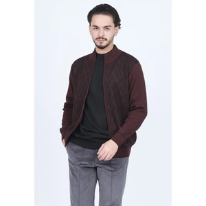 Ateş Triko Erkek Desenli Yün Hırka 6092541 Bordo