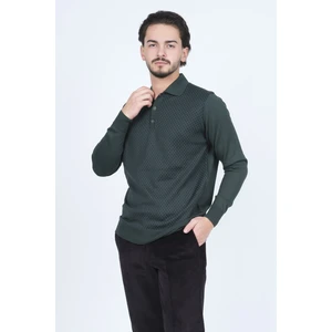 Erkek Desenli Polo Yaka Triko Yün Kazak 4533224 Yeşil