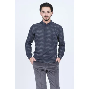 Erkek Desenli Polo Yaka Triko Sweat 6782273 Lacivert