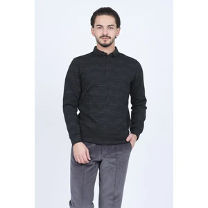 Erkek Desenli Polo Yaka Triko Sweat 6782273 Siyah