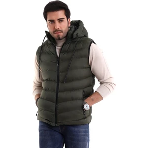 Erkek Jel Dolgu Çıkartılabilen Fermuarlı Kapüşonlu Şişme Yelek