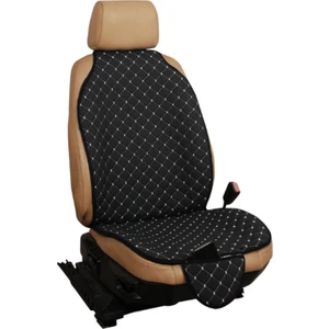 Ergonomik Ön Iki Koltuk Kılıf Minderi Siyah Kumaş Beyaz Nakış