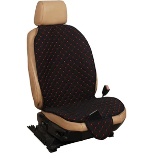 Ergonomik Ön Iki Koltuk Kılıf Minderi Siyah Kumaş Kırmızı Nakış