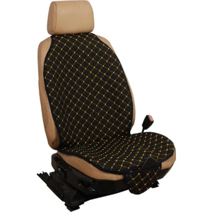 Ergonomik Ön Iki Koltuk Kılıf Minderi Siyah Kumaş Sarı Nakış