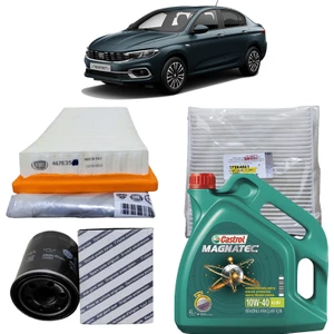 Lancia Fiat Egea 3plus Filtre Bakım Seti 1.4 Benzili 95 Beygir Castrol Yağlı 2015 Sonrası KİT2128C