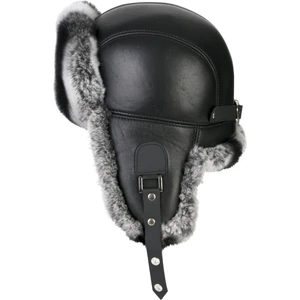 Yamtar Gri Tavşan Kürklü Ushanka Pilot Deri Şapka
