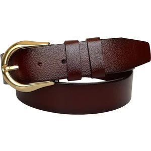Goderi   Deri, Gold Tokalı Bordo Kadın Kot Kemeri 4 cm