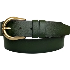 Goderi   Deri, Gold Tokalı Yeşil Kadın Kot Kemeri 4 cm