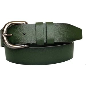 Goderi   Deri, Mat Gümüş Tokalı Yeşil Kadın Kot Kemeri 4 cm