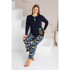 May Mara Büyük Beden Rotasyon Baskılı Pijama Takımı