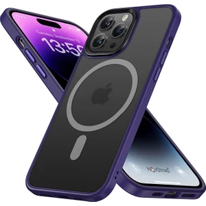Novstrap Apple iPhone 14 Pro Max Magsafe Uyumlu Kılıf 6.7 Derin Mor Shockproof Kamera Korumalı Kapak