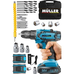 Germany X-Torq 58 V 8 Ah Çift Metal Şanzıman Çift Akülü Vidalama Matkap 27 Parça Set