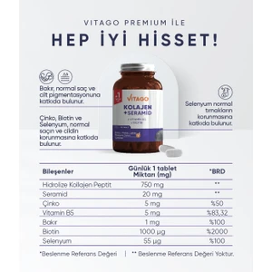 Premium Hidrolize Kolajen, Seramid, Biotin Içeren 30 Tablet