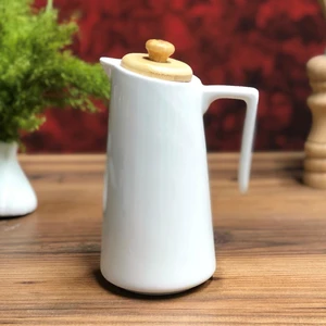 Kathy Bambu Kapaklı Yağlık Sirkelik Sütlük Beyaz 650 ml