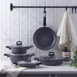 Bio Granit Blue Stone 9 Parça Tencere Seti