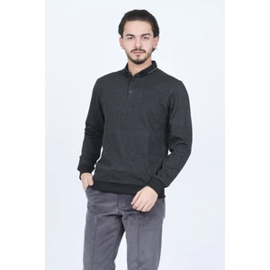 Erkek Desenli Polo Yaka Triko Sweat 6782254 Siyah