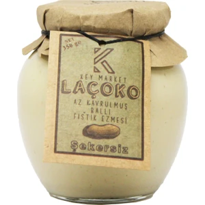 LAÇOKO Şekersiz, Katkısız, Glutensiz, Doğal Az Kavrulmuş (ÇİĞ) Ballı Yer Fıstığı Ezmesi (350 Gram)