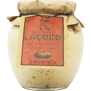 LAÇOKO  350 Gram Şekersiz, Katkısız, Glutensiz, Vegan, Doğal Az Kavrulmuş (ÇİĞ) Yer Fıstığı Ezmesi (350 Gram) 