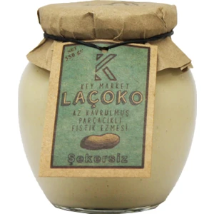 LAÇOKO  350 Gram Şekersiz, Katkısız, Glutensiz, Vegan, Doğal Az Kavrulmuş (ÇİĞ) Parçacıklı (Extra Crunchy) Yer Fıstığı Ezmesi (350 GRAM) 