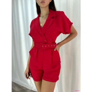 Moda Lavinia Kadın Dokuma Krep Kumaş Kemerli Şort Tulum (Renk Seçenekli)