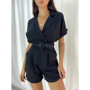 Moda Lavinia Kadın Dokuma Krep Kumaş Kemerli Şort Tulum (Renk Seçenekli)