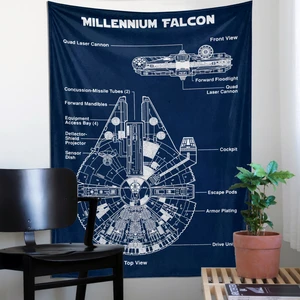 The Lucid Lab Millenium Falcon Star Wars Duvar Örtüsü- Navyblue