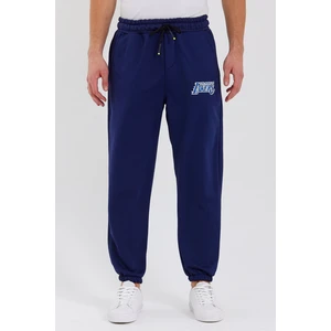 Unisex La Lakers Baskılı Lacivert Scuba Şardonlu Kumaş Oversize Eşofman Altı