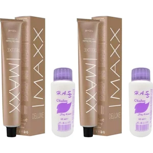 Oksidan 60 Ml.+ Maxx Deluxe Saç Boyası Açık Kahve-5/0 60 Ml. (2'şer Adet)