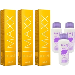 Oksidan 60 Ml.+ Maxx Deluxe Saç Boyası Küllü Kumral-7/1 60 Ml. (3'er Adet)